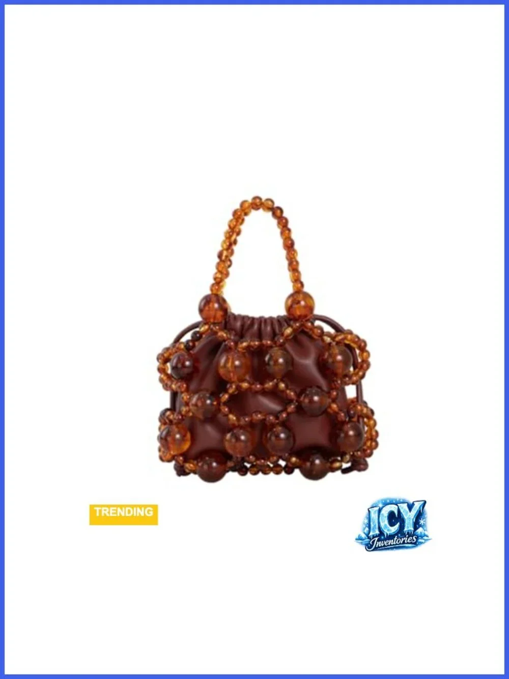 Beaded Faux Leather Hobo Crossbody Bag with Chain Strap
